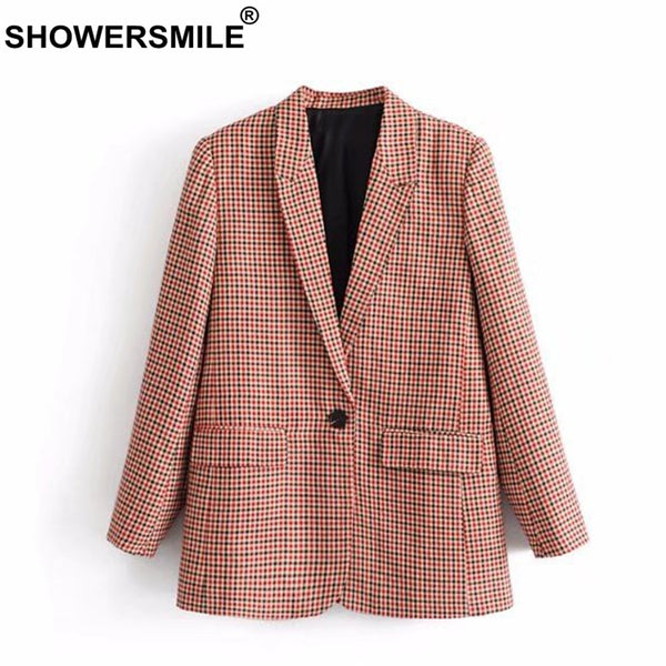 Red Plaid Suit Women Tartan Single Button Blazer And Suits Female New Arrival 2022 Ladies British Style Jacket Coat