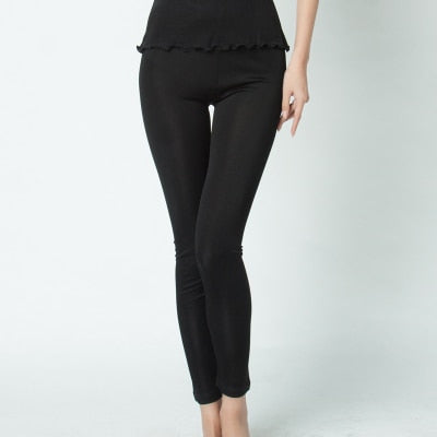 SILK women long Leggings Solid slim leggings Full length Plus size Anti emptied bottoming pants 100%REAL SILK NEW Basic
