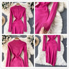 SINGREINY Design Irregular Knitted Dress Korean Elastic Slim Dress Autumn Winter Sexy Bodycon Zipper Split Sweater Dress