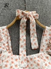 SINGREINY Summer Chiffon Backless Crop Tops Women Strapless Ruffled French Elastic Waist Tank Top Ladies Floral Print Camisole