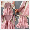 SINGREINY Women Elegant French Dress Splice Knitted Split Long Sleeve Mesh A-line Dresses Autumn Streetwear Midi Dress