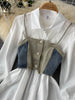 SINGREINY Women Denim Camis Two Pieces Suits Flare Sleeve White Shirt Dress+Denim Camisole Slim Suits Autumn Retro Sets