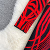 SINGREINY Women Retro Print Knitted Dress Long Sleeve V Neck Elastic Slim Sheath Dress Autumn Winter Sexy Bodycon Sweater Dress