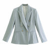 SLMD Stylish Elegant Red Texture Double Breasted Slim Blazers Women Pockets Notched Blazer Coats Ladies Chic Office Wear