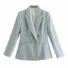 SLMD Stylish Elegant Red Texture Double Breasted Slim Blazers Women Pockets Notched Blazer Coats Ladies Chic Office Wear