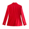 SLMD Stylish Elegant Red Texture Double Breasted Slim Blazers Women Pockets Notched Blazer Coats Ladies Chic Office Wear