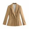 SLMD Stylish Elegant Red Texture Double Breasted Slim Blazers Women Pockets Notched Blazer Coats Ladies Chic Office Wear