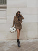 SLMD Za Vintage Elegant Houndstooth Plaid Skirts Suits Women Cropped Texture Blazers Mini Skirts Ladies Outwear