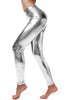 Women Mid Elastic Thin Leggings Large Plus Size Imitation Faux Leather Pants Skinny Shiny Black Plus Legging Fitness