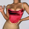 SRUBY Crystal Diamante Cropped Bustier Cami Top Stacked Satin with Full Lined Women Sexy Club Wear Outfits Corset Tops