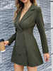 SRUBY Double Breasted Wrap Blazer Dress Women Winter Long Sleeves Patchwork Irregular Suits Coat Female Office Ladies Clothing