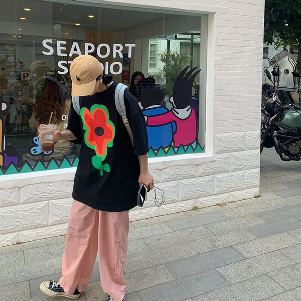 STSVZORR short-sleeved t-shirt women's 2023 summer loose trendy design niche print half-sleeve top