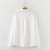STVY Fish Bones Cat Embroidery Women Shirts Spring White Blouses Ladies Tops Female Blusas Camisa Double Cotton Yarns Clothes
