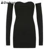 SUCHCUTE Gothic Vintage Sexy Dress Womne Off Shoulder With Gloves Streetwear Evening Outfits Aesthetic Lady Skinny 90s Dresses