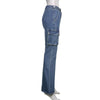 SUCHCUTE Pockets Baggy Jeans Women Mid Waist Bule Vintage Korean Straight Pants Streetwear Casual Denim Trousers Lady Autumn 90s
