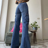 SUCHCUTE Pockets Baggy Jeans Women Mid Waist Bule Vintage Korean Straight Pants Streetwear Casual Denim Trousers Lady Autumn 90s