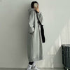 SURF Printed Winter Fleece Oversized Hooded Dress Korean Version Women Clothing Casual Sweatshirt Dress Long Tunics Streetwear