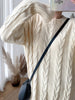 SURMIITRO 2022 Autumn Winter Knit Long Dress Women Korean Style White Black Stripe Loose Thick Warm Long Sleeve Sweater
