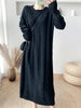 SURMIITRO 2022 Autumn Winter Knit Long Dress Women Korean Style White Black Stripe Loose Thick Warm Long Sleeve Sweater