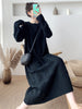 SURMIITRO 2022 Autumn Winter Knit Long Dress Women Korean Style White Black Stripe Loose Thick Warm Long Sleeve Sweater