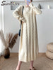 SURMIITRO 2022 Autumn Winter Knit Long Dress Women Korean Style White Black Stripe Loose Thick Warm Long Sleeve Sweater