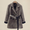 SURUFENG Plaid Women Offic Blazer Jacket Casual Double-Breasted Sashes Suit 2022 Autumn Female Blazer Outwear Plus Size 3XL