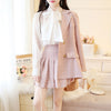 SWEETXUE Elegant Skirt Suits Women Plaid Blazer Suit Jacket + Slim Mini Skirts + White Bow Shirt 3 Pieces OL Sets 2023
