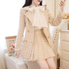 SWEETXUE Elegant Skirt Suits Women Plaid Blazer Suit Jacket + Slim Mini Skirts + White Bow Shirt 3 Pieces OL Sets 2022