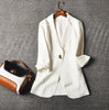2022 Women White Blazer Slim Casual One Button Suit Coat Outerwear Office Lady Solid Blazer