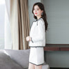 SWYIVY Womens Jacket Coat Skirt Suit Two Sets Winter Spring 2022 Elegant 2XL Plus Size Office Ladies OL Short Woolen Jacket Coat