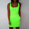 Women Neon Boho Summer Sleeveless Casual Party Mini Dress Holiday Beach Sundress Tank Button candy 7 color big size 5XL