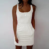 Women Neon Boho Summer Sleeveless Casual Party Mini Dress Holiday Beach Sundress Tank Button candy 7 color big size 5XL