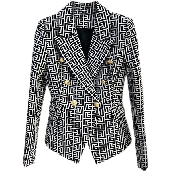 SZMANLIZI Design Office Lady Plaid Jacket Women Double Breasted Blazer Business Formal Party Evening/Prom Wedding Outfit