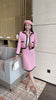 2023 autumn and winter women's clothing styles Color Matching Pink Skirt Two-Piece Set 0909