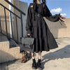 Gothic Style Dress Women Harajuku Gothic Lolita Goth Kawaii Black Dress Punk Cute Long Sleeve Black Midi Dress 2023 Oversize 2XL