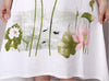 Summer Dress Plus Size Short Sleeve White Women Dress Casual Cotton Linen Dress Lotus Printing O-Neck Vestidos de Festa