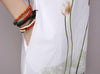 Summer Dress Plus Size Short Sleeve White Women Dress Casual Cotton Linen Dress Lotus Printing O-Neck Vestidos de Festa