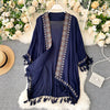 Saliency Bohemian Retro Ethnic Heavy Industry Embroidery Cardigan Jacket Female Design Sense Tassel Holiday Sunscreen Top Tide