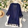 Saliency Bohemian Retro Ethnic Heavy Industry Embroidery Cardigan Jacket Female Design Sense Tassel Holiday Sunscreen Top Tide
