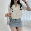 Sannian Korea Summer Retro Small Fragrant Lapel Three Button Short Tops Slim Short Sleeve Suit Coat Women Blazers And Jackets