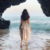 Sanya seaside holiday beach skirt pearl chain backlight fabric big bow dress super Fairy