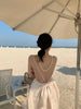 Sanya seaside holiday beach skirt pearl chain backlight fabric big bow dress super Fairy