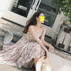 Sanya seaside holiday beach skirt women's 2022 super fairy temperament knee length skirt floral suspender dress