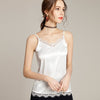 Satin Blouse Shirt Female Tank Top Lace Patchwork Sleeveless Shirt Casual Women Camisole Tank 2022 Summer V Neck Spaghetti Tops