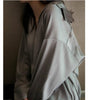 Satin Silk Shirt Autumn Spring Office Button Up Chic Drop Shoulder Blouse Women White Top Loose Street Shirts Ropa Para Mujer