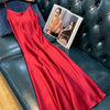 Satin Strap Dress Women 2022Summer  Vintage Backless Elegant Party Outfits Sexy Silk Midi Dress Club Robe Casual Homewear