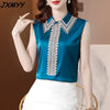 Satin shirt women's summer 2023 style inner suit jacket Korean loose sleeveless top bottoming shirt imCharms