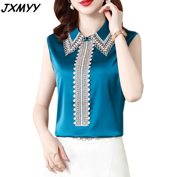 Satin shirt women's summer 2023 style inner suit jacket Korean loose sleeveless top bottoming shirt imCharms