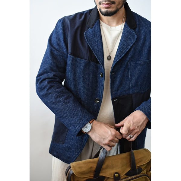 Saucezhan Men Blazers Men Jacket Blazer for Men Sashiko Spliced Blazers  men jacket  mens blazer jacket  Casual  COTTON  Daily