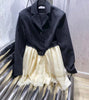 2023Autumn and winter black patchwork waist waist suit